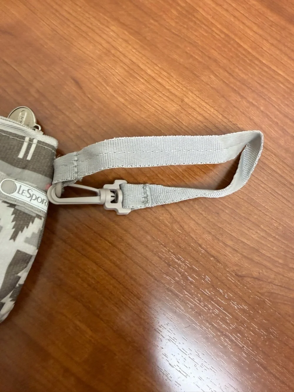 LeSportsac Gray Southwestern Print Wristlet with Pink Accents